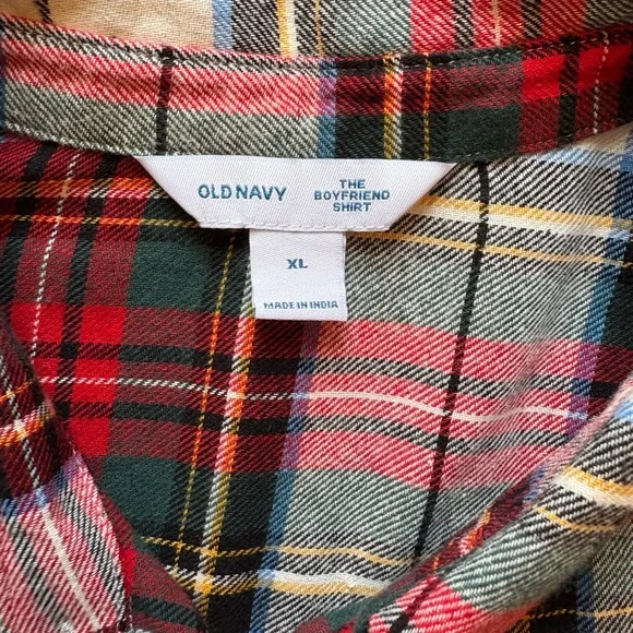 NWT Old Navy Red and Green Plaid Casual Shirt - Picture 2 of 4